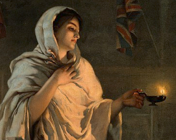 Image of Florence Nightingale tending the dying in Crimea. Courtesy WikiCommons