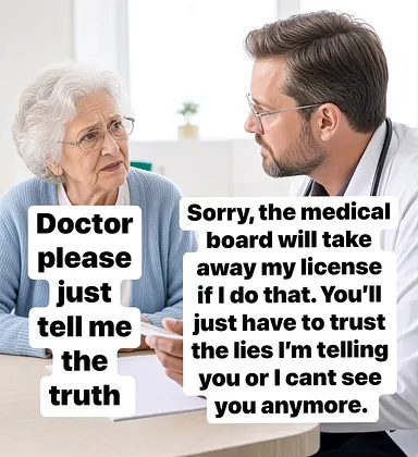 Image of a doctor explaining why they have to lie to patients. PD